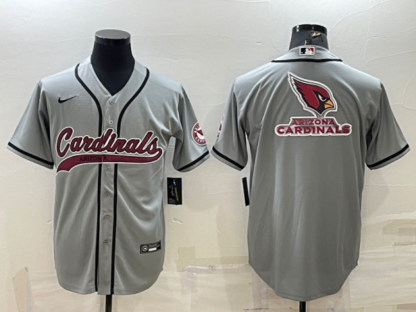 Men's Arizona Cardinals Grey Team Big Logo With Patch Baseball Nike Jersey