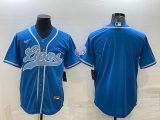 Men's Detroit Lions Blank Blue Baseball Nike Jersey