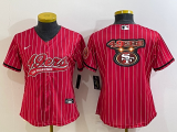 Women San Francisco 49ers Red Team Big Logo With Patch Baseball Nike Jersey