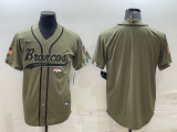 Men's Denver Broncos Blank 2022 Olive Salute To Service Baseball Nike Jersey