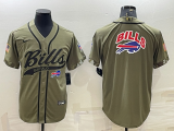 Men's Buffalo Bills 2022 Olive Salute To Service Team Big Logo With Patch Baseball Nike Jersey