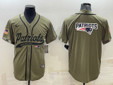 Men's New England Patriots 2022 Olive Salute To Service Team Big Logo With Patch Baseball Nike Jersey