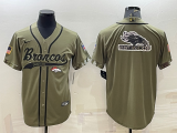 Men's Denver Broncos 2022 Olive Salute To Service Team Big Logo With Patch Baseball Nike Jersey