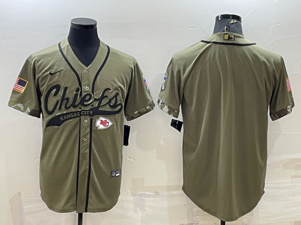 Men's Kansas City Chiefs Blank 2022 Olive Salute To Service Baseball Nike Jersey