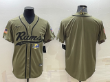 Men's Los Angeles Rams Blank 2022 Olive Salute To Service Baseball Nike Jersey