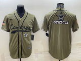 Men's Dallas Cowboys 2022 Olive Salute To Service Team Big Logo With Patch Baseball Nike Jersey