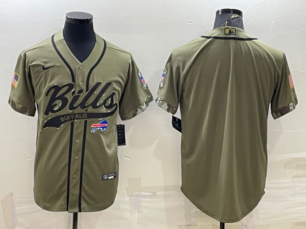 Men's Buffalo Bills Blank 2022 Olive Salute To Service Baseball Nike Jersey