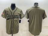 Men's Los Angeles Chargers Blank 2022 Olive Salute To Service Baseball Nike Jersey