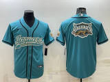 Men's Jacksonville Jaguars Green Team Big Logo With Patch Baseball Nike Jersey