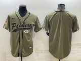 Men's Green Bay Packers Blank 2022 Olive Salute To Service Baseball Nike Jersey