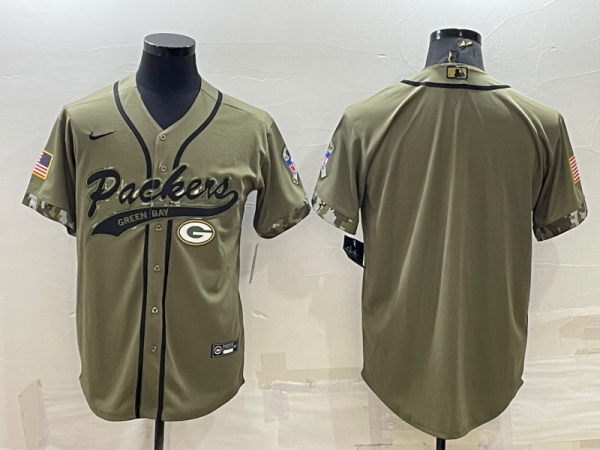 Men's Green Bay Packers Blank 2022 Olive Salute To Service Baseball Nike Jersey