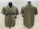 Men's Dallas Cowboys Blank 2022 Olive Salute To Service Baseball Nike Jersey