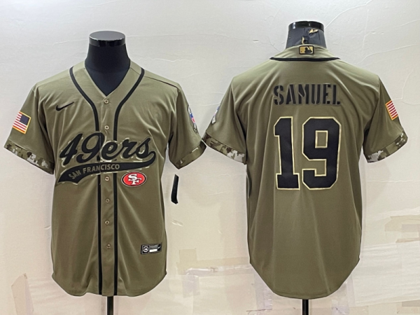 Men's San Francisco 49ers #19 Deebo Samuel Olive Salute To Service Baseball Nike Jersey