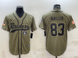 Men's Las Vegas Raiders #83 Darren Waller 2022 Olive Salute To Service Baseball Nike Jersey