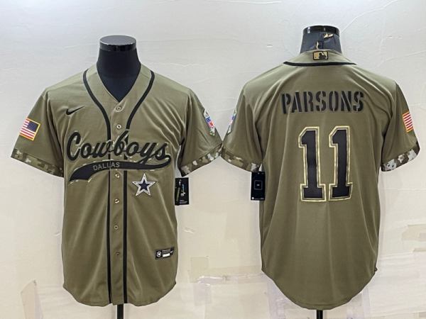 Men's Dallas Cowboys #11 Micah Parsons 2022 Olive Salute To Service Baseball Nike Jersey