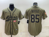 Men's San Francisco 49ers #85 George Kittle Olive Salute To Service Baseball Nike Jersey