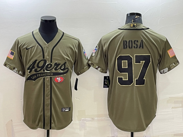 Men's San Francisco 49ers #97 Nick Bosa Olive Salute To Service Baseball Nike Jersey