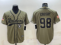 Men's Las Vegas Raiders #98 Maxx Crosby 2022 Olive Salute To Service Baseball Nike Jersey