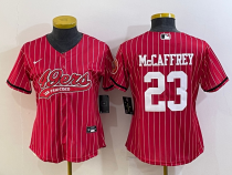 Women San Francisco 49ers #23 Christian McCaffrey Red Baseball Nike Jersey