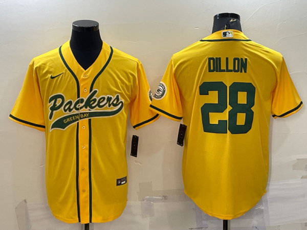 Men's Green Bay Packers #28 Dillon Yellow Baseball Nike Jersey