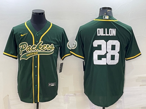 Men's Green Bay Packers #28 Dillon Green Baseball Nike Jersey