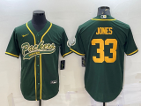 Men's Green Bay Packers #33 Jones Green/Yellow Baseball Nike Jersey