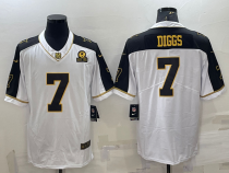 Men's Dallas Cowboys #7 Trevon Diggs White Gold Edition With 1960 Patch Limited Jersey