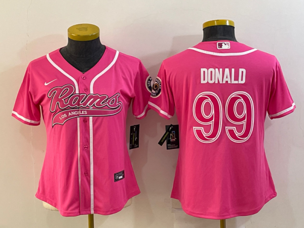 Women Los Angeles Rams #99 Aaron Donald Pink Baseball Nike Jersey