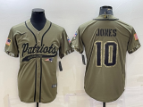 Men's New England Patriots #10 Mac Jones 2022 Olive Salute To Service Baseball Nike Jersey