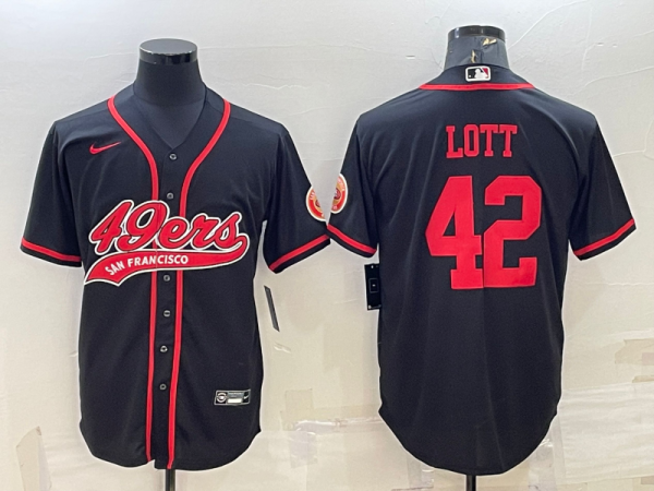 Men's San Francisco 49ers #42 Lott Black Baseball Nike Jersey