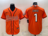 Men's Cincinnati Bengals #1 Ja'Marr Chase Orange Baseball Jersey