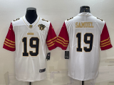 Men's San Francisco 49ers #19 Deebo Samuel White Gold With 75th Anniversary Patch Vapor Limited Jersey