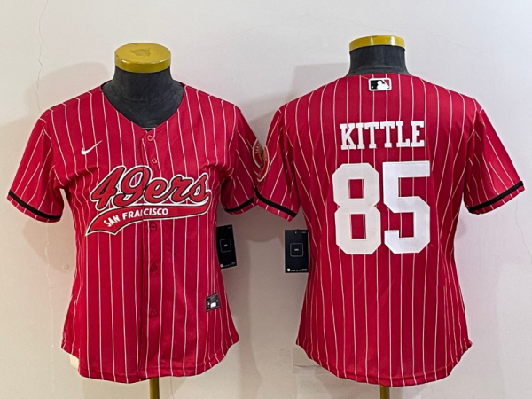 Women San Francisco 49ers #85 George Kittle Red Baseball Nike Jersey