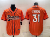Men's Denver Broncos #31 Simmons Orange Baseball Nike Jersey