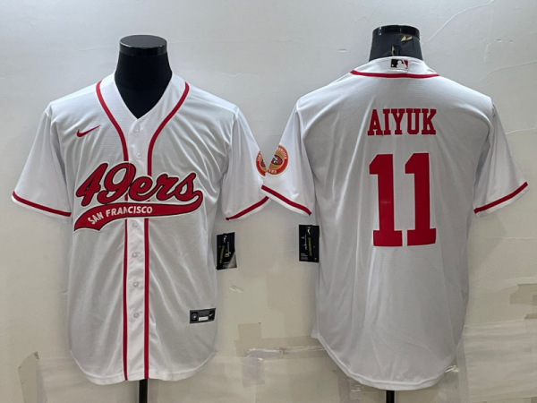 Men's San Francisco 49ers #11 Brandon Aiyuk White Baseball Nike Jersey