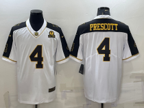 Men's Dallas Cowboys #4 Dak Prescott White Gold Edition With 1960 Patch Limited Jersey