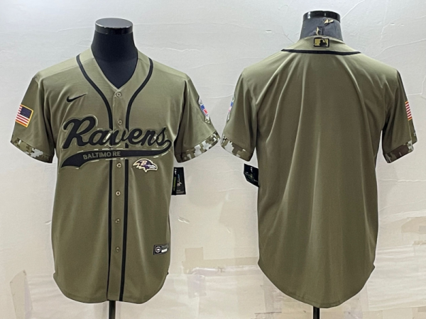 Men's Baltimore Ravens Blank 2022 Olive Salute To Service Baseball Nike Jersey