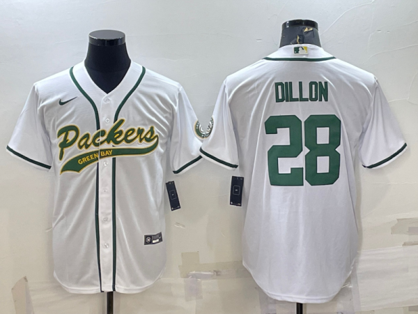 Men's Green Bay Packers #28 Dillon White Baseball Nike Jersey