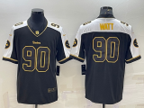 Men's Pittsburgh Steelers #90 T.J. Watt Black Gold Thanksgiving Vapor Untouchable Limited Jersey