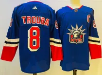 Men's New York Rangers #8 Jacob Trouba Blue 2022 Reverse Retro Jersey