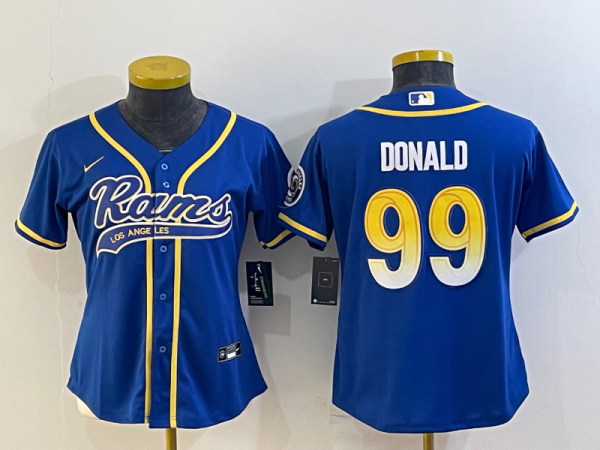 Women Los Angeles Rams #99 Aaron Donald Blue Baseball Nike Jersey