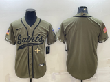 Men's New Orleans Saints Blank 2022 Olive Salute To Service Baseball Nike Jersey