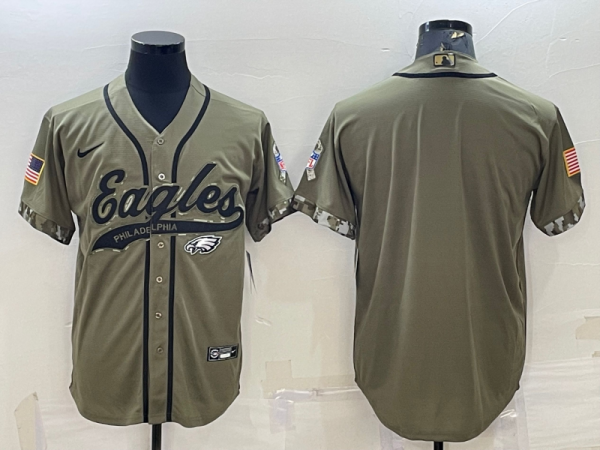 Men's Philadelphia Eagles Blank 2022 Olive Salute To Service Baseball Nike Jersey