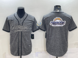 Men's Los Angeles Chargers Grey Team Big Logo With Patch Baseball Nike Jersey