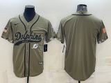 Men's Miami Dolphins Blank 2022 Olive Salute To Service Baseball Nike Jersey