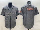 Men's Cincinnati Bengals Grey Team Big Logo With Patch Baseball Nike Jersey