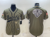 Men's New Orleans Saints 2022 Olive Salute To Service Team Big Logo With Patch Baseball Nike Jersey