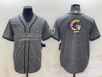 Men's Los Angeles Rams Grey Team Big Logo With Patch Baseball Nike Jersey