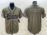 Men's Chicago Bears 2022 Olive Salute To Service Team Big Logo With Patch Baseball Nike Jersey