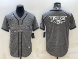 Men's Philadelphia Eagles Grey Team Big Logo With Patch Baseball Nike Jersey